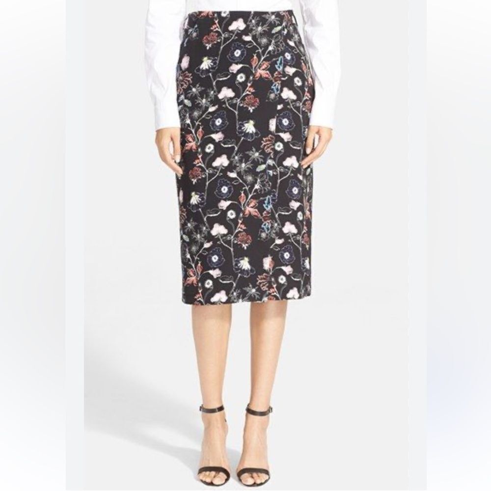 A.L.C. Daniels English Flower-Print Silk Skirt